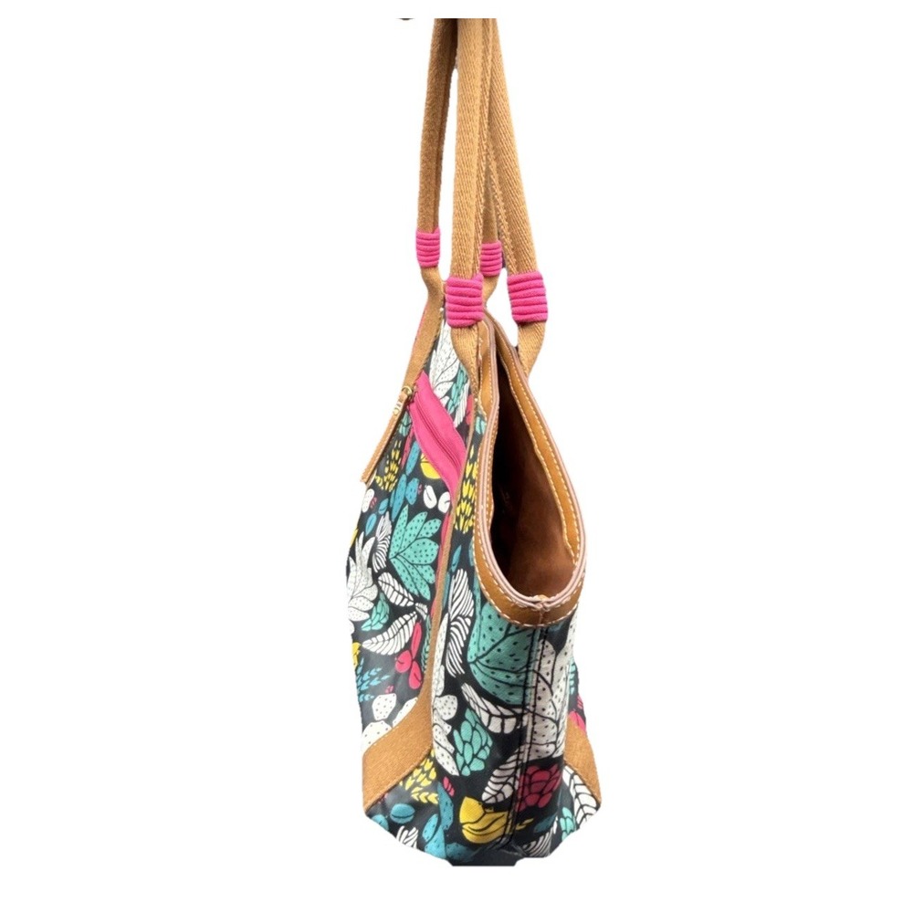 FOSSIL Large Eliza Beach Tote Dark Floral Coated Canvas Oversized Shoulder Bag - Picture 5 of 16